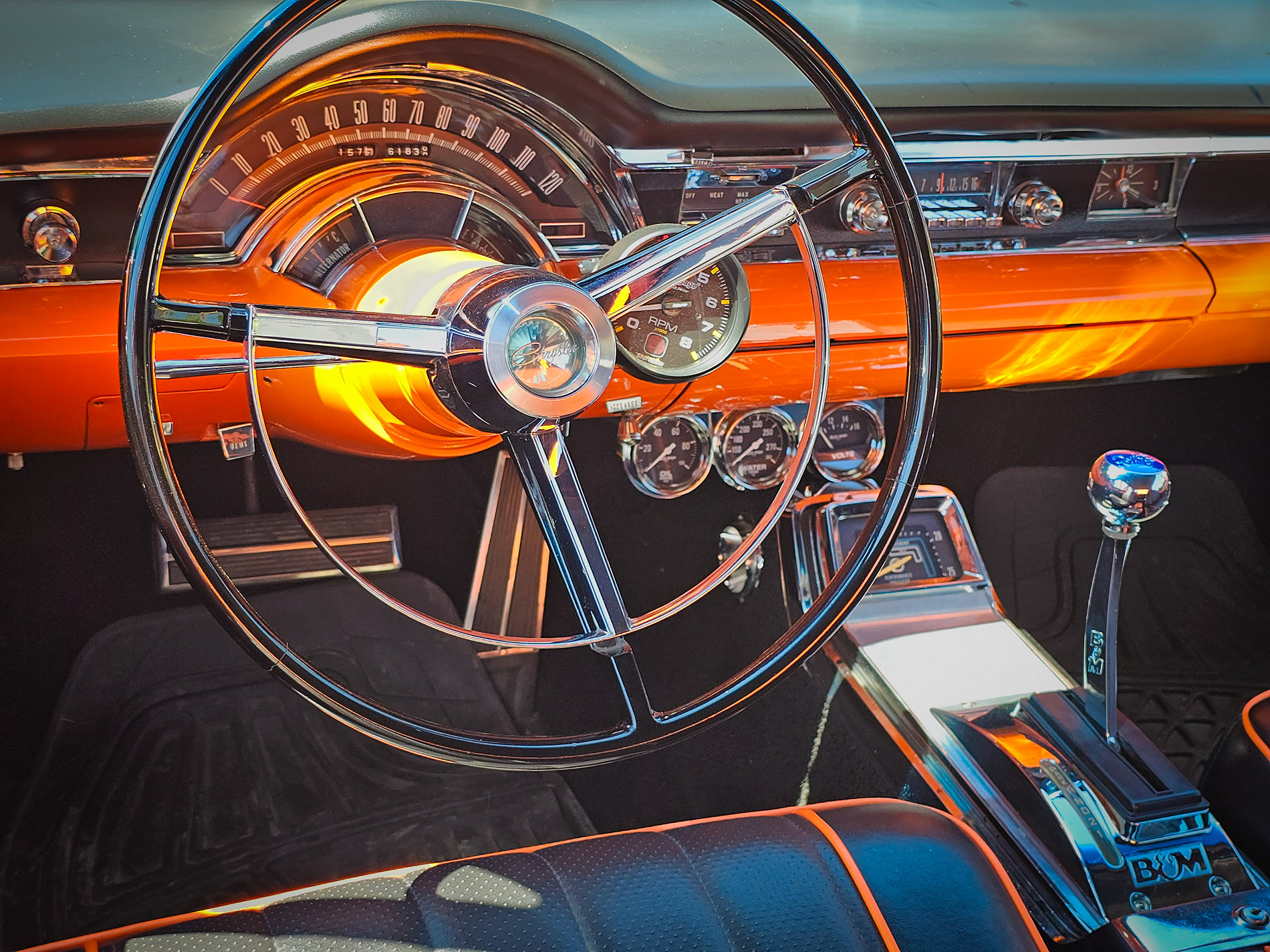 Orange Classic Car Cockpit