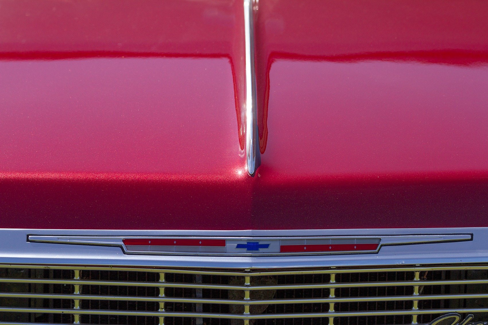 Red Chevy Hood Detail