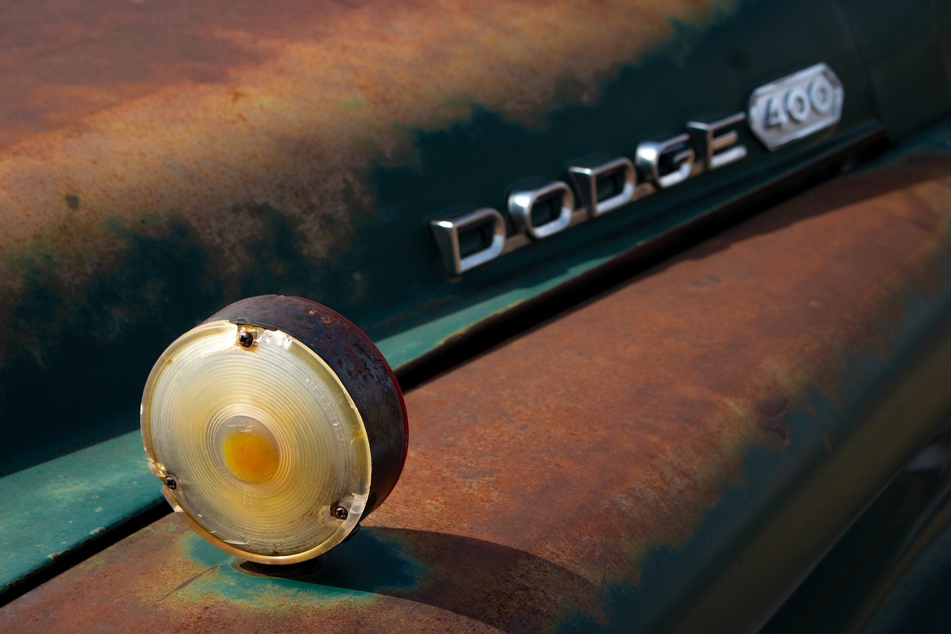 Rusted Dodge 400 Hood and Light