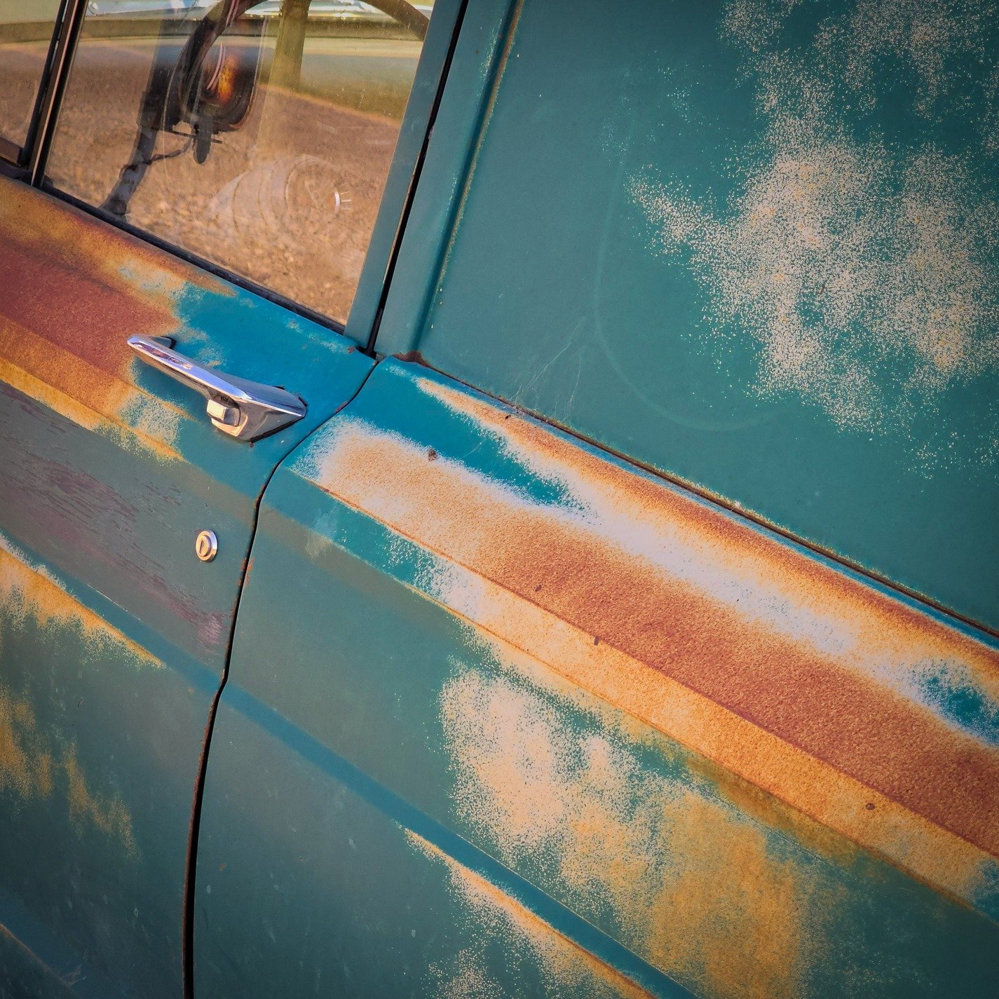 Rusty Turquoise Truck Door