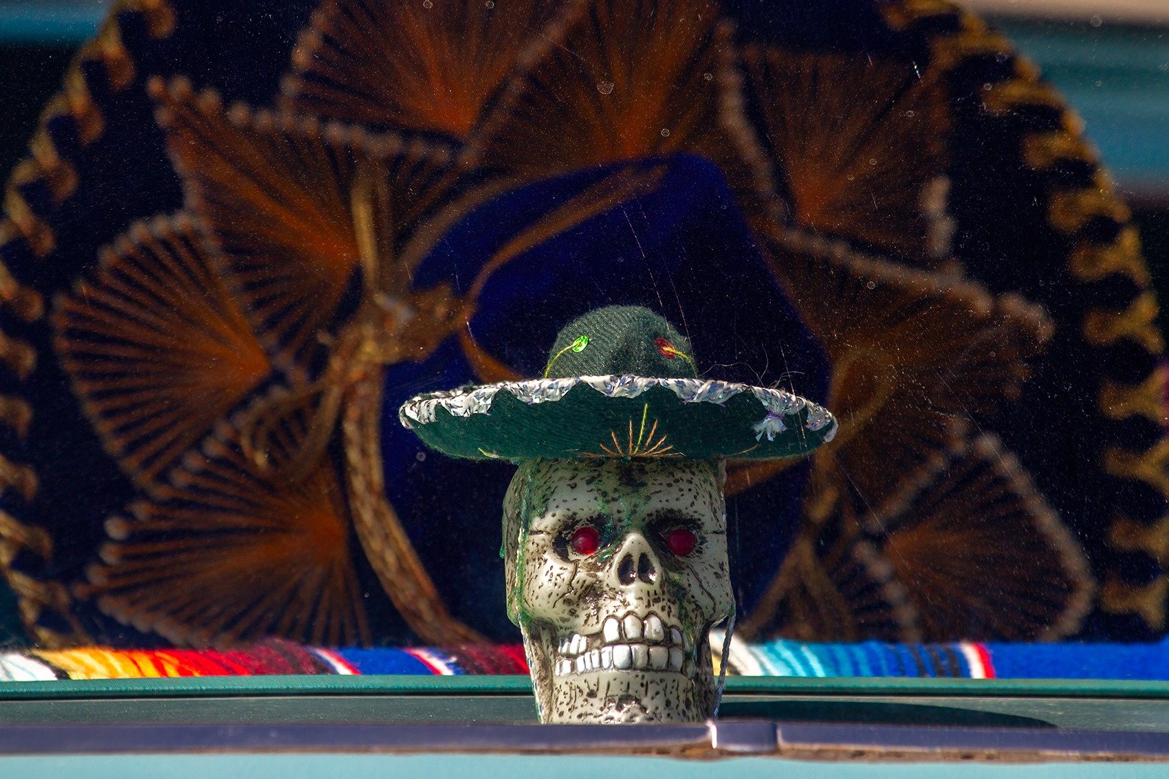 Sombrero Skull Dashboard Ornament