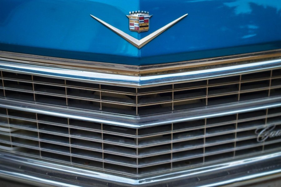 Blue Cadillac Grille and Crest