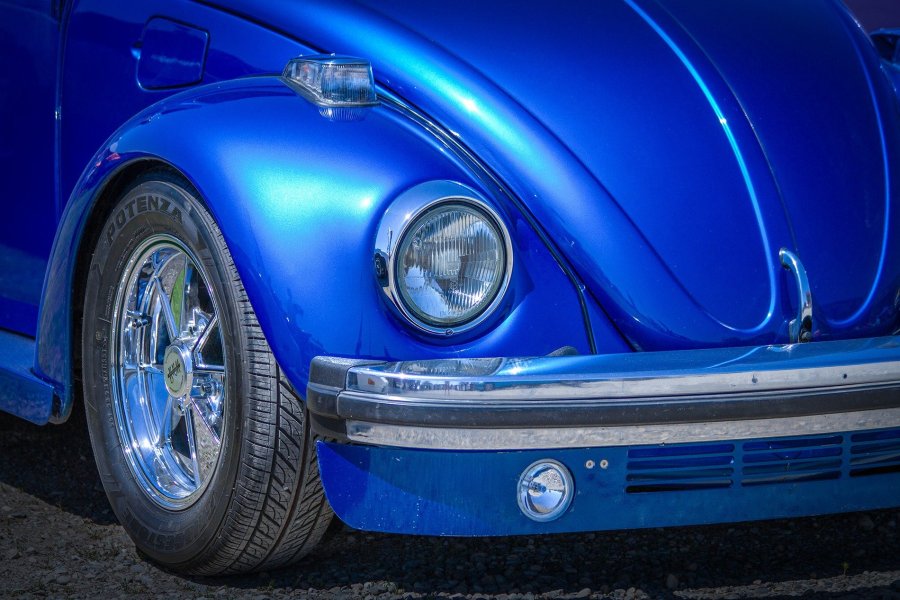 Blue Classic Volkswagen Beetle Front End
