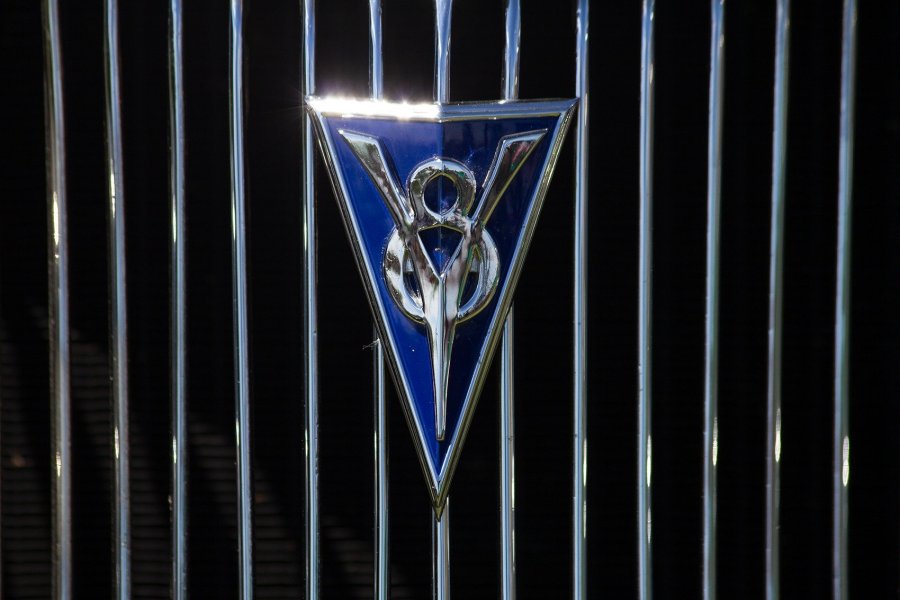 Blue Ford V8 Emblem