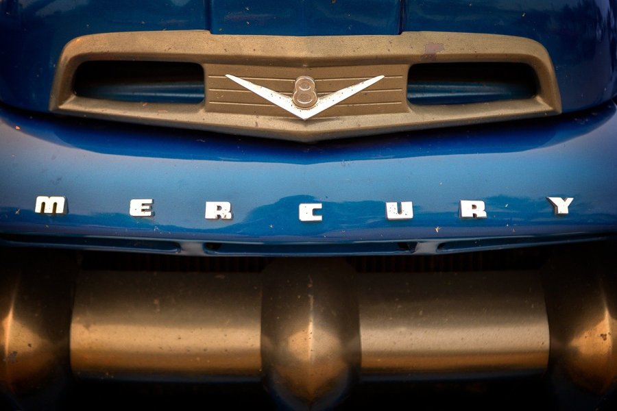 Blue Mercury Truck Hood and Badge