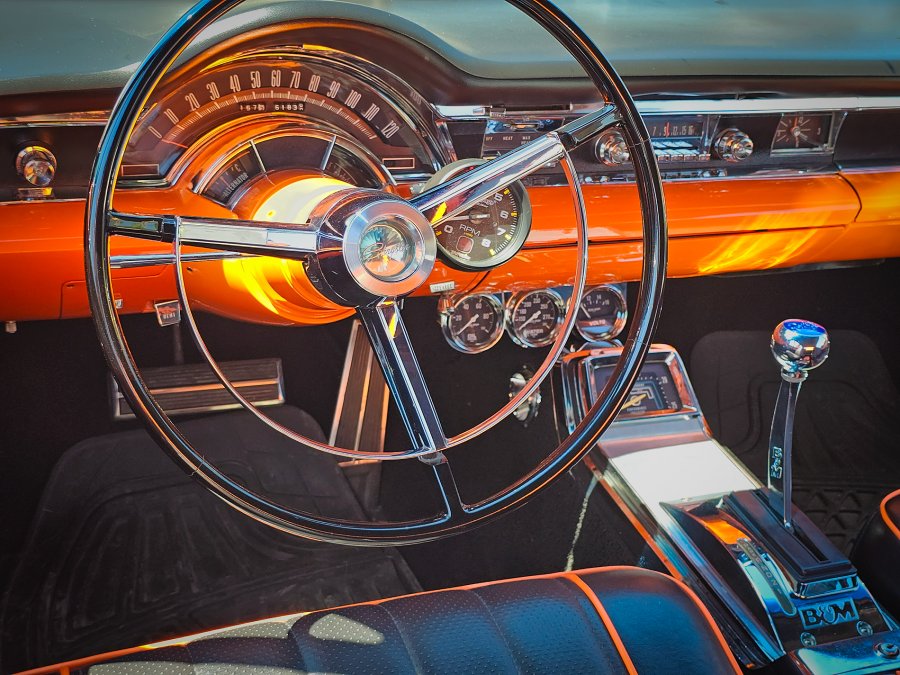 Orange Classic Car Cockpit
