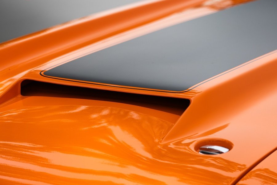 Orange Muscle Car Hood Scoop