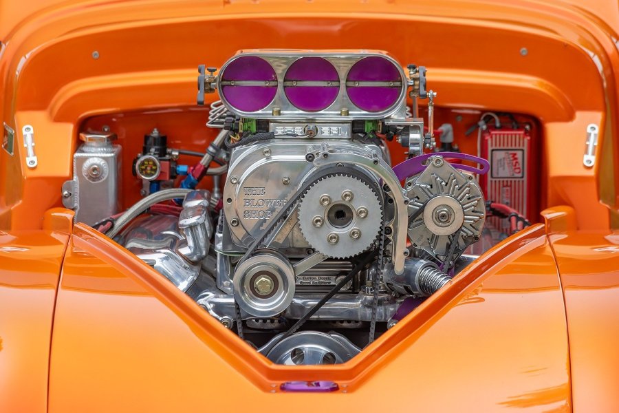 Orange Supercharged Engine