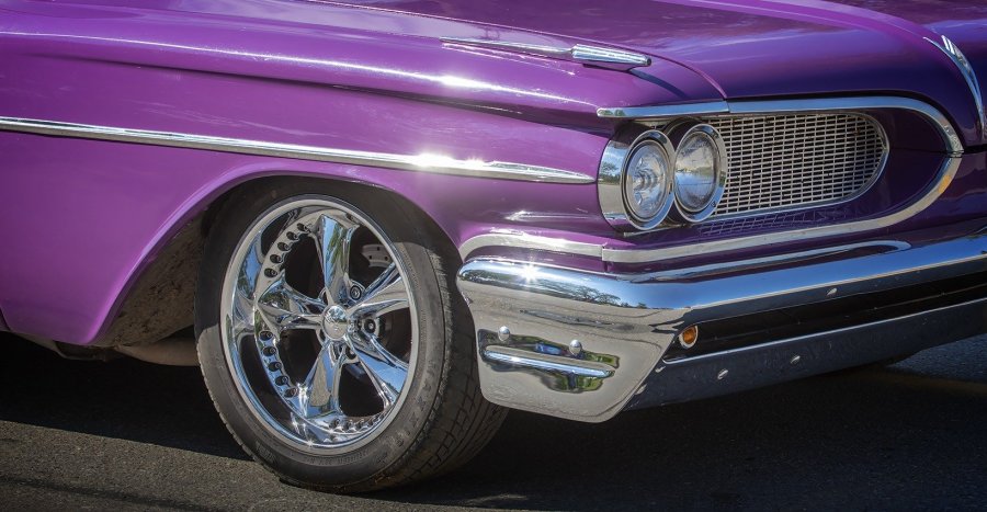 Purple Classic Pontiac Front Corner