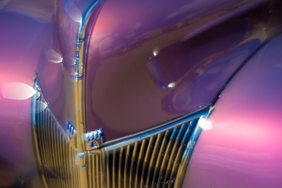 Purple Ford Hood and Grille