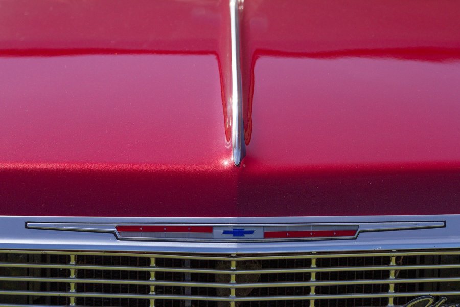 Red Chevy Hood Detail