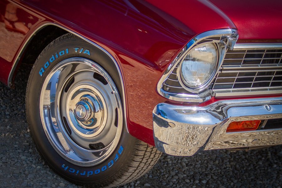 Red Vintage Chevrolet Front Corner