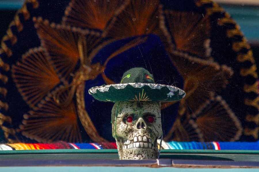 Sombrero Skull Dashboard Ornament