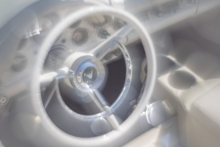 White Thunderbird Steering Wheel
