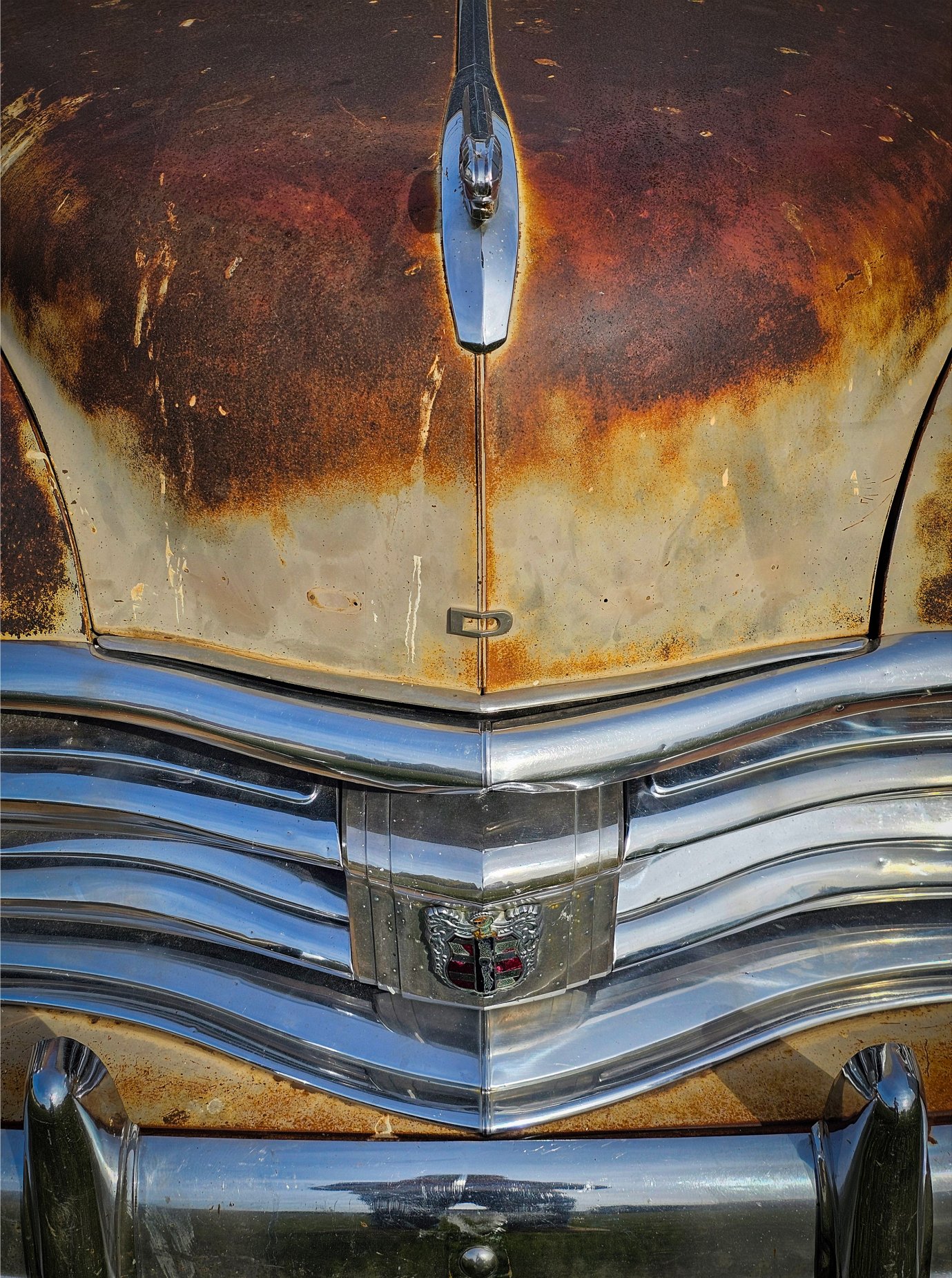 Not sure what year, but it's an old Dodge Speed Deluxe mouldering away in Hanna, AB.